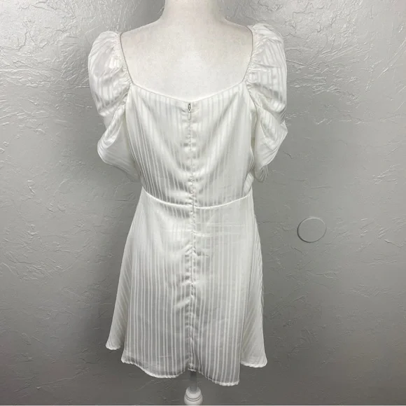 Lulus Dance After Dark White Satin Striped
Skater mini Dress Large - Picture 7 of 10